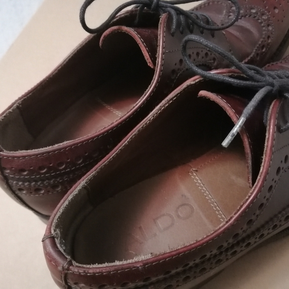 Men's Aldo Lace Up Dress Shoes Size 9 U.S Deep Red / Burgandy - Picture 5 of 6